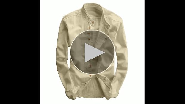 DAIHAN Camicie Estiva da Uomo Manica Lunga in Lino di Cotone con Bottoni Taglie Forti Magliette Tinta Unita Slim Fit T Shirt Vintage Maglia Spiaggia Mare,Marrone,M