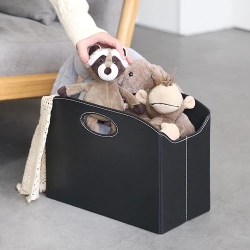 Neateam Porte-Revues Moderne Avec Poignée - Pliable - En cuir synthétique - Robuste et durable - Convient pour le bureau, la Maison et le Salon Noir – vue 6