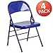 Flash Furniture 4 Pack HERCULES COLORBURST Series Cobalt Blue Triple Braced & Double Hinged Metal Folding Chair