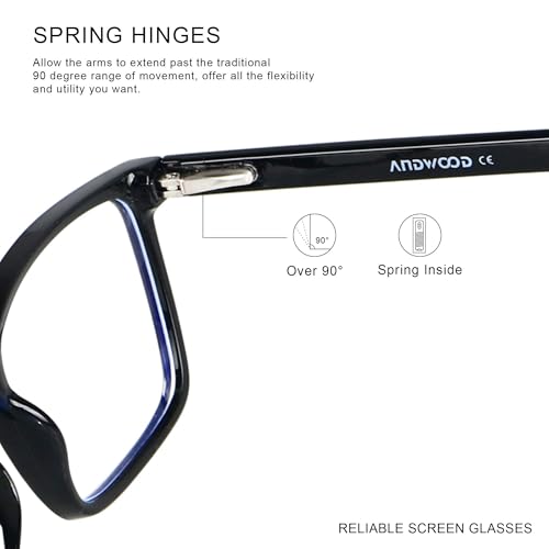 Image of Blue Light Blocking Glasses Men Women Computer Filter Large Frame Bluelight Blocker Anti Blue Ray Lightweight ANDWOOD AR002