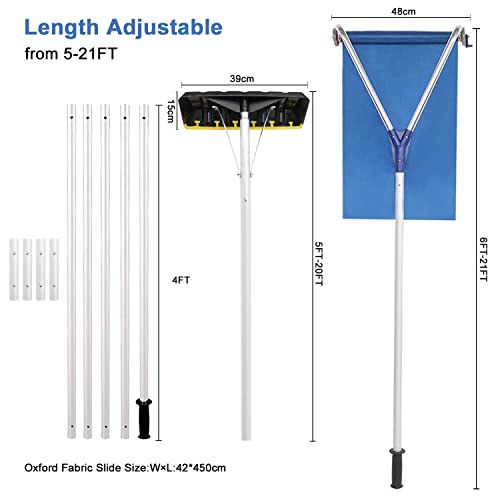 HXS-Snow-Roof-Rake-with-2-Cutting-Blades-2-in-1-Telescoping-Roof-Snow-Rakes-for-House-Roof-Reach-to-21Feet-Lightweight-Aluminum-Roof-Snow-Removal-Tools-Roof-Rake-for-Snow-Removal-Wet-Leaves-Debris HXS-Snow-Roof-Rake-with-2-Cutting-Blades-2-in-1-Telescoping-Roof-Snow-Rakes-for-House-Roof-Reach-to-21Feet-Lightweight-Aluminum-Roof-Snow-Removal-Tools-Roof-Rake-for-Snow-Removal-Wet-Leaves-Debris