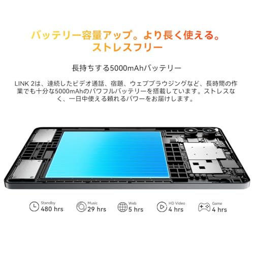 LINK 2 タブレット 8.68インチ Android 15 タブレット AI機能 12GB+128GB (最大2TB拡張) 5000mAh バッテリー 軽量329g 薄型8.5mm Widevine L1 顔認証 WiFi モデル 技適認証済 商品画像6