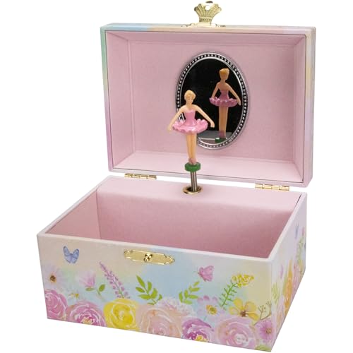 GICO 92072 Joyero bailarina para niñas reloj infantil con música, figura giratoria y espejo, regalo de cumpleaños para niñas, caja de joyas para niños, 15 x 13 x 9 cm