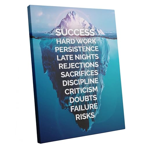 Success Quotes Motivational Wall Decor Inspirational office Wall Art Framed Iceberg Canvas Wall Decoration 12X16 inch (30x40cm) for Living Room Bedroom Home Office Poster