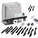 CO-Z 550W Motor Puerta Corredera 1500KG Motor para Puerta Corredera con 12x0.33M Cremallera de Nailon, 2 Control Remoto y Sensores Infrarrojos + 1m Cremallera de Nailon Más