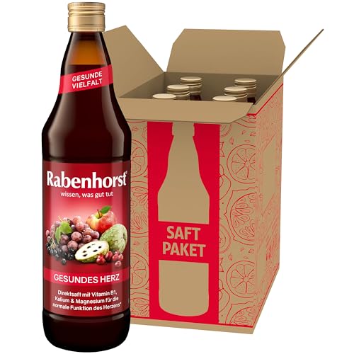 RABENHORST Gesundes Herz, 6er Pack (6 x 700 ml) - Mehrfruchtsaft mit Vitamin B1, Kalium, Magnesium und Weißdornbeeren-Extrakt