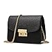 Honeymall Kleine Damentasche Umhängetasche Citytasche Schultertasche Handtasche Elegant Retro Vintage Tasche Kette Band(Schwarz)