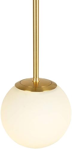 Miniatura 9 de EFINEHOME Colgante de globo, vidrio blanco mate con acabado de latón, una lámpara contemporánea de mediados de siglo (pantalla de lámpara de 6