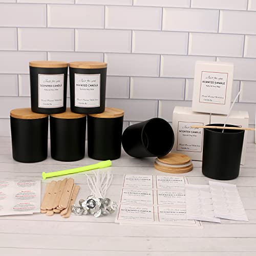 image for MILIVIXAY 12 Pack 7 OZ Black Matte Glass Candle Jars with Lids and Can