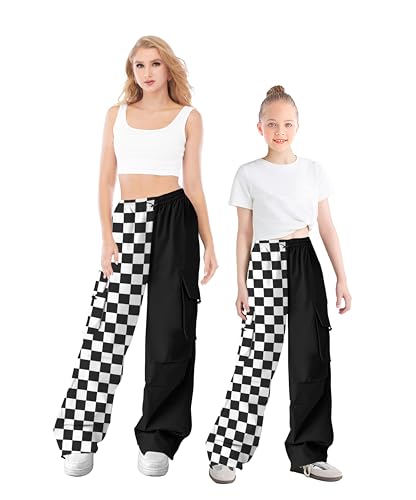 Girls Cargo Pants Elastic Waist Drawstring with Pockets Pants, 6-14 Years3