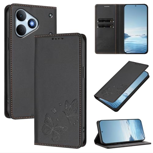 �X�}�z�P�[�X �Ή��@�� for Realme Note 80 4G �yRFID�u���b�N�z�y�J�[�h�z���_�[�t�����z �}�O�l�b�g�J�� �X�^���h�@�\�t���z Black