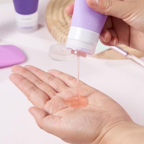 Image of INSFIT Travel Bottles for Toiletries, TSA Approved 3oz Travel Size Containers, BPA Free Leak Proof Squeezable Silicone Tubes for Shampoo Conditioner Lotion Body Wash with Labels