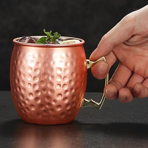 Jjojcll Mule Copper Mugs - Set of 4-100% HANDCRAFTED - Food Safe Pure Solid Copper Mugs - 530ml，Cup with 4 Copper Straws Great Dining Entertaining Set