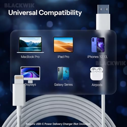Image of Blackwik USB to Lightning Cable, Certified Fast Charging & Data Sync Charging Cable Compatible with iPhone 14, 13, 12, 11, X, XS, XR, 8 Plus & iPads