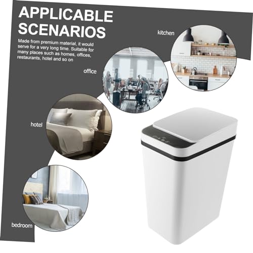 Bote de basura automático rectangular plástico blanco miniatura 7