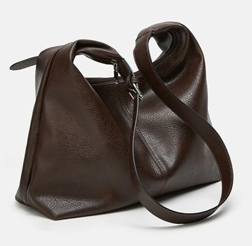 Slouchy Tote Bags for Women Retro Vegan Leather Shoulder Crossbody Bag Faux Leather Handbag Purse Satchel Soft Leather Bag4