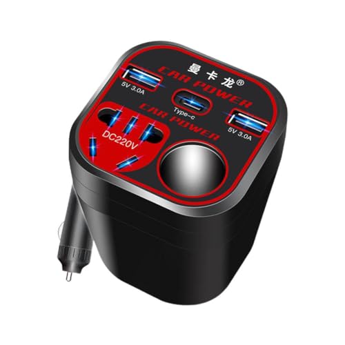 WSRRDRECVHi Inversor de corriente de coche de 200 W, 12 V, 24 V a 220 V, pantalla LED, 3 puertos USB + encendedor de cigarrillos, tableta de voltaje...