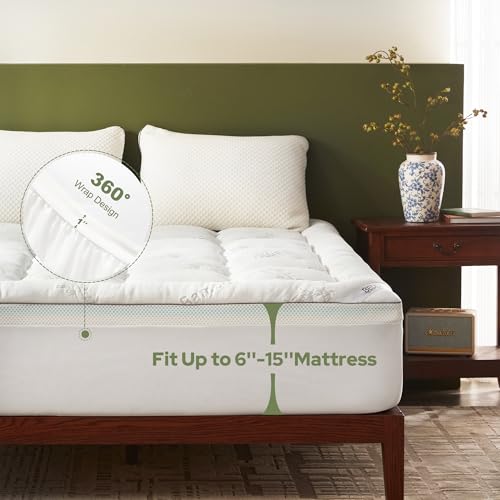 Image of BEDLORE 4 Inch Memory Foam Mattress Topper Twin,2-in-1 Dual Layer Design (2 inch Gel Memory Foam + 2 inch Plush Pillow Top Cover) Mattress Topper Medium-Firm,Pressure Relief & Back Pain Support(White)