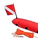 kowaku Buoy Float for Scuba Diving, Spearfishing, Diving, Snorkeling and Swimming - Dive Flag and Rope for Beach Accessories, High Visibility, Red