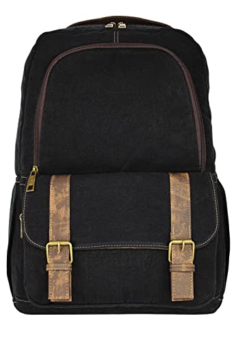 Mochila Lenna's de Lona Tamanho Grande Masculina Feminina com Compartimento para Notebook A018 Preta