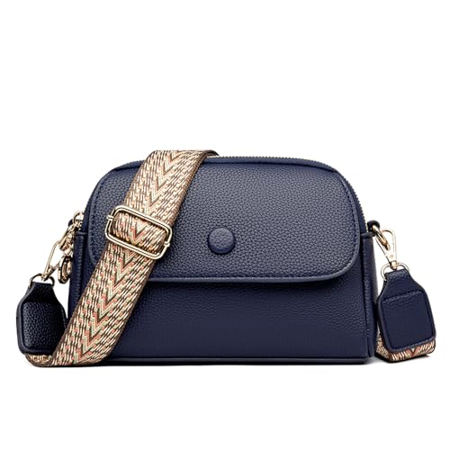 Sac à bandoulière pour femme en cuir moyen avec portefeuille intégré et larges bretelles