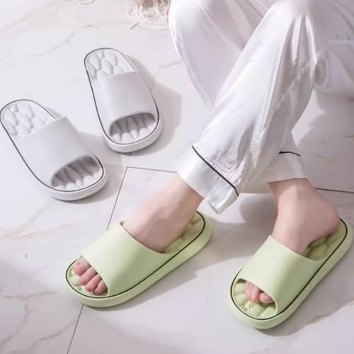 Pillow Slippers for Women, Non-Slip Massage Foam Shower Bathroom Home Floor Thick Sole Quick Drying Cloud Cushion Womens Mens Sandals(Green,Us 5.5-6)2