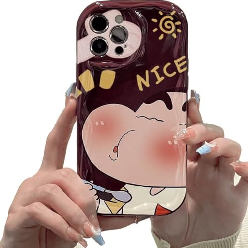 FISHLUCK クレヨンしんちゃん 携帯カバー iphone用ケース TPU かわいい 面白い クレヨンしんちゃん ヨッ! TPU ソフトシェルケース iPhone対応 IP 17pro A