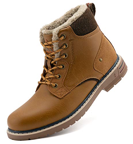 Mishansha Botines Hombre Botas de Nieve Botines Impermeables Trekking Botas de Montaña Senderismo Fur Forro Boots Marrón 39