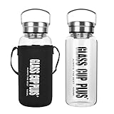 💧Tragbares Design: Die rutschfeste, abnehmbare neoprenhülle bietet schutz, Dekoration und Isolationseffekt für die trinkflasche aus glas. Jeder Deckel ist mit lebensmittelechtem Silikon-O-Ring ausgekleidet, so dass er niemals undicht wird oder den Sauerstoff eindringen lässt, um die Enzyme abzubauen und den Tee oder die Säfte zu ruinieren.