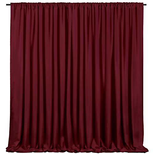 Image of Burgundy Backdrop Curtains Photo Booth Background: 6 Panels 5ft x 10ft Polyester Fabric Drapes - for Party Anniversary Stage Ceremony Decorations