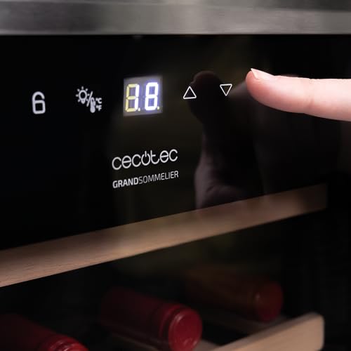 Cecotec Vinoteca 34 Flaschen Bolero Grandsommelier 34030 Edelstahl Kompressor, 80 l, Kompressorkühlung, Temperatur einstellbar von 5 bis 18 °C, Touch-Steuerung, Display, LED innen.