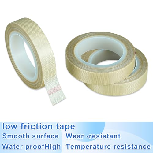Image of 3 Rolls Low Friction Drawer Slide Tape - Teflon Tape Curtain Glide Tape Abrasion Resistance - 1 /2 Inch X 33 Ft