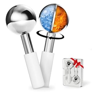 360 Rotating Ice Globes for Face, Unbreakable Stainless Steel Cryo Globes with Carry Case, Ideal Skincare Cryo Sticks, Ice Roller Ball for Face & Eyes Puffiness Relief – Estheticians Approved
