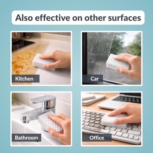 Image of awenest Magic Eraser Cleaning Sponge- Pack of 4 | Chemical-Free, Multi-Purpose Wall & Stain Remover | Super Scrub for Kitchen, Bathroom, Walls, Shoes & More - Tough on Stains, Gentle on Surfaces