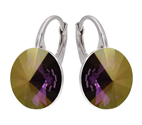 Pendientes de plata 925 Rivoli con circonitas austriacas de diseño elegante y brillo cristal