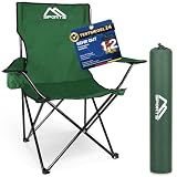 MSPORTS Campingstuhl Premium inkl. Tragetasche in Grün Anglerstuhl Faltstuhl Klappstuhl mit Armlehne und Getränkehalter praktisch robust leicht