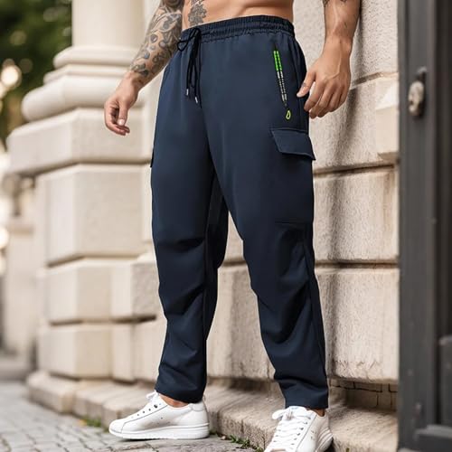 Men's Casual Cargo Sweatpants Loose Drawstring Waist Pants Lightweight Slim Fit Tactical Pants with Multi Pockets 6
