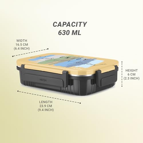 Image of MILTON Meal Safe 3 Inner Stainless Steel Tiffin Box for School with Steam Release Plug | PU Insulated, Leak-Proof, Food Grade I Lunch Box for Kids Boys, Girls with Snap Lock Lid, 630 ml, Dark Grey