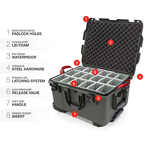 Image of NANUK 960 Waterproof Hard Case with Wheels and Padded Divider- Olive