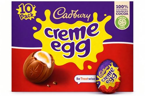 Cadbury Milk Chocolate Crème Eggs, Perfect for Easter Egg Hunts, Includes 10 Crème Eggs 10 x 40g Perfect For Easter Egg Hunt School