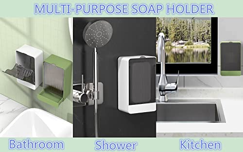 Hancelant Bathroom Soap Dishes, 2 Pack Bar Soap Holder With Drain Wall Mounted Soap Box For Shower, Bathroom, Kitchen Sink, Keep Soap Bars Dry, Waterproof Dustproof, No Drilling, Adhesive Include #TOP5