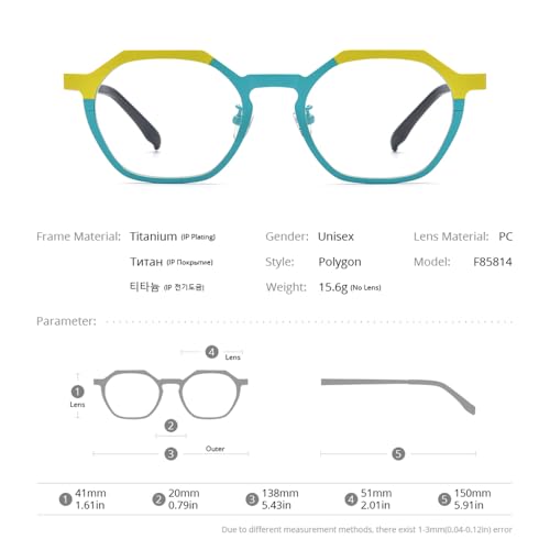 Image of FONEX Colorful Pure Titanium Glasses Frame Women Retro Round Eyeglasses