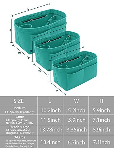 Lexsion Felt Handbag Insert Organizer Bag In Bag With Two Removeable Holder 8020 Lake Blue L #TOP5