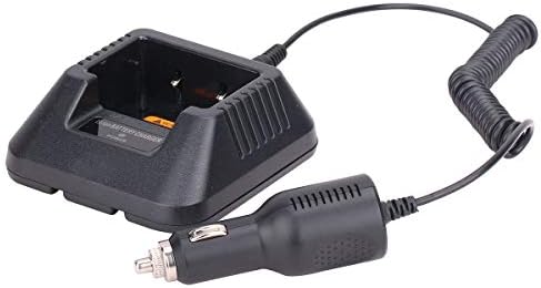 Baofeng Base Desktop Charger with 12-24V Car Charge Cable for Baofeng UV-5R BF-8HP UV-5RX3 UV-5RTP UV-5R MK2 MK3X MK5 Plus Etc Two Way Radio