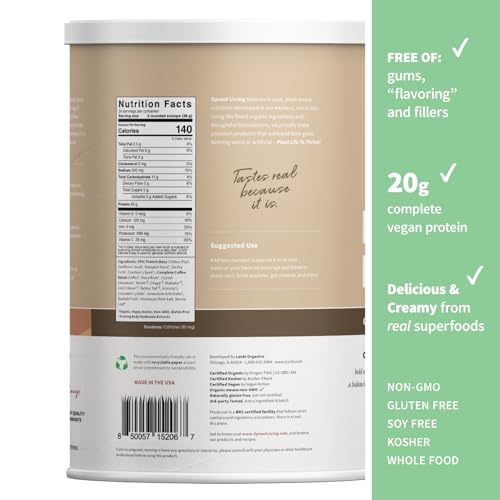 Image of Sprout Living, Epic Protein, Plant Based Protein & Superfoods Powder, Complete Coffee | 20 Grams Organic Protein Powder, Adaptogens, Mushrooms, Vegan, Non-GMO, Gluten Free (2 Pound, 24 Servings)