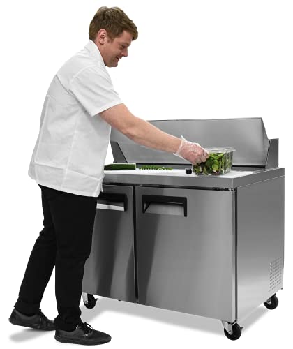 Image of FSE 47-Inch Two-Door Refrigerated Commercial Salad /Sandwich Prep Table, 12 Cubic Feet, Stainless Steel, 115 v, (MRSL-2D)