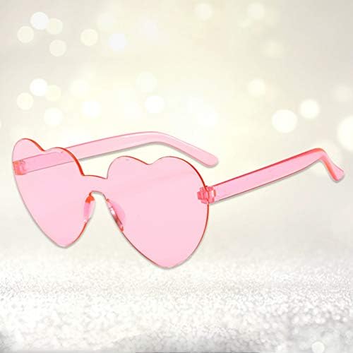 PRETYZOOM 3pcs Red Love Heart Shape Sunglasses Rimless Sunglasses for Mardi Gras Summer Party Beach Sunglasses