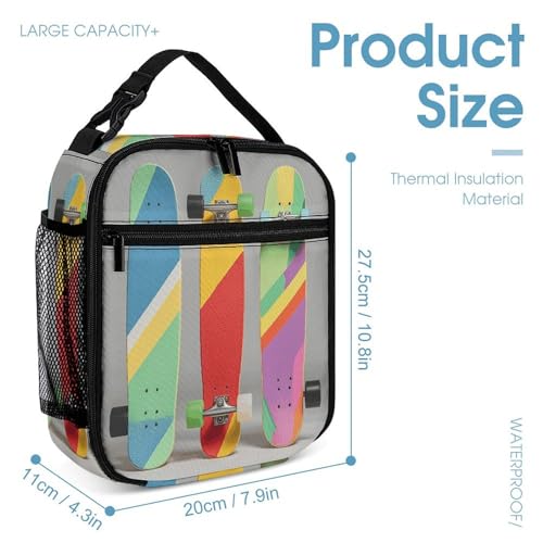 3Pcs Backpack Sets Colorful Skateboards Print Travel Daypack 3 in 1 Lightweight Backpack Set with Lunch Bag And Cosmetic Bag4