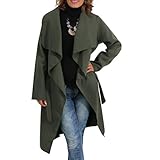 blogger mantel zara Wasserfall Mantel Candygirls Damen Wasserfall Trenchcoat Blogger Kragen Mantel Übergangs Jacke Gürtel (38/40 M/L, Oliv)