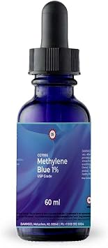 Methylene Blue 1% 60 mL Glass Dropper Bottle |USP-Grade Methylthioninium Chloride Liquid | for Brain Function & Cognitive Health | No Formaldehyde